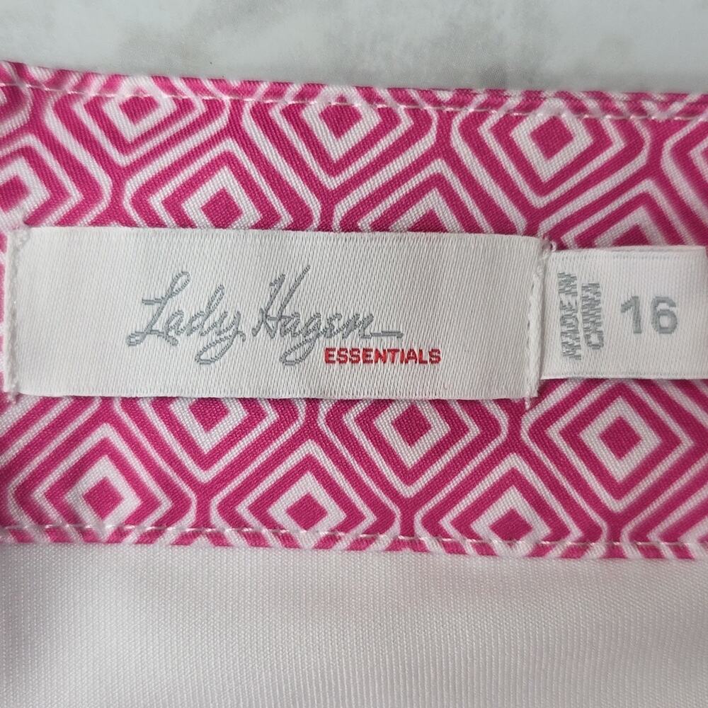 Womens Sz 16 Pink Geometric Pockets Pickleball Tennis Golf Skortv Lady Hagen - Picture 3 of 11